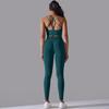European and American New Seamless Knitted Solid Color Beauty Back Tight High Waist Yoga Suit Running Fitness Two-piece Set