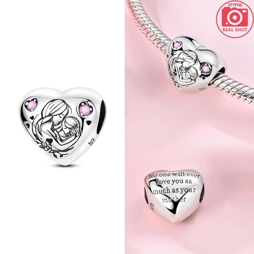 Copper Bead Mom Love Happy Family Dangle Mother'S Gift Charm Fit Original Bangle Bracelet Necklace Diy Jewelry