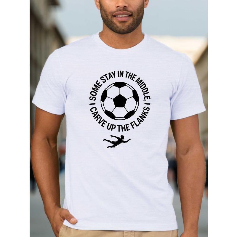 

European sizes Men s Football Lovers T-Shirt with Right-Side Soccer Print - Casual Round Neck Summer Shirt Suitable for Matches S белый