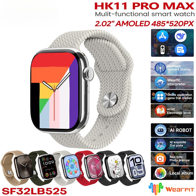 HK11 Pro Max Smart Watch AMOLED AI Robot NFC Compass 2GB Local Album Music Men Women ChatGPT Network Sharing GPS Smartwatch