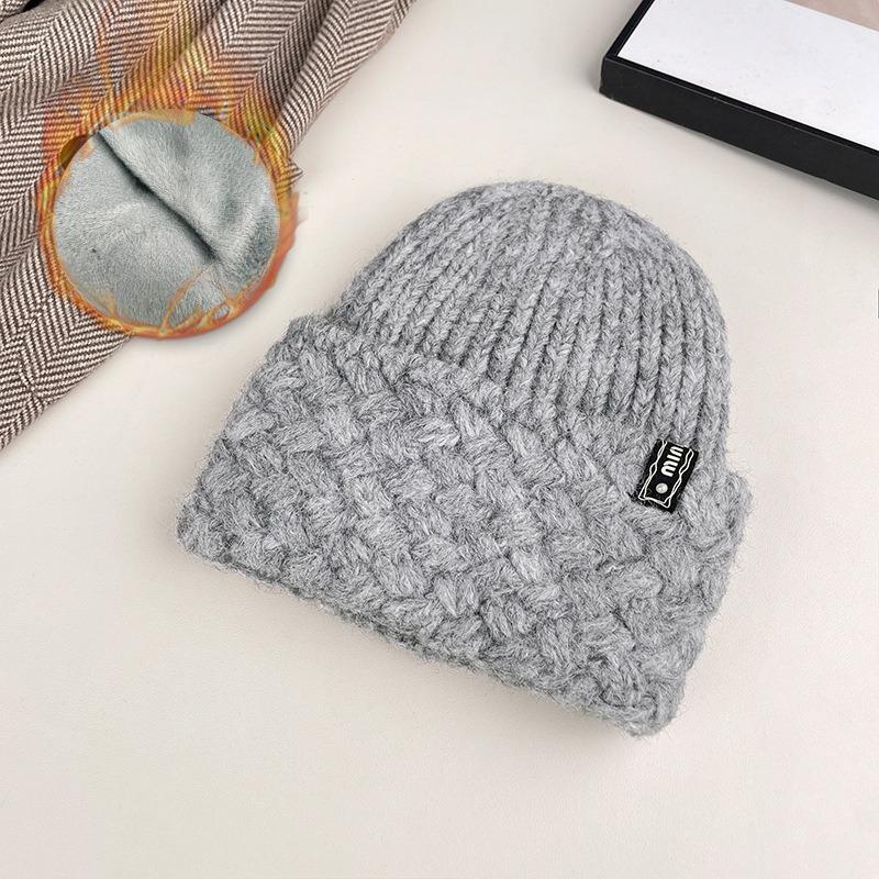 Knitted Hat for Women Korean Style All Match Warm Pullover Thick Woolen Hat Showing Face Small Cold Proof Ear Protection Woolen Hat