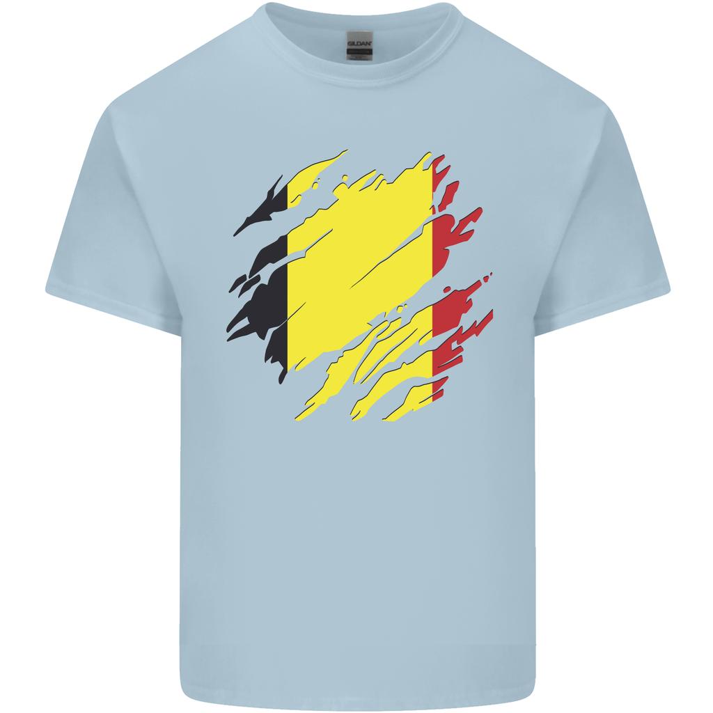 Torn Belgium Flag Belgian Day Football Unisexs Light Cotton Tshirt