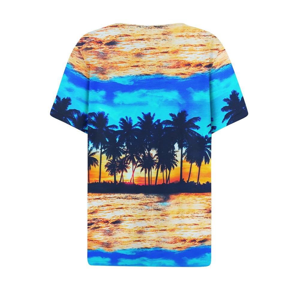 Women's T Shirt Print Button Short Sleeve Daily Weekend Fashion Basic V- Neck Regular Top