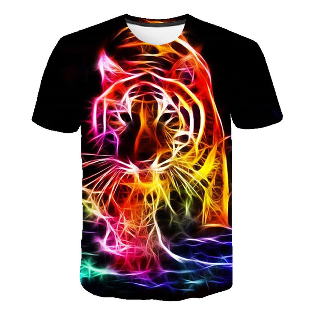 Children's Clothing Oversized Tops Short Sleeve 3D Lion Printed T-Shirts O-Neck Casual Kids Clothes Summer Outdoor Boys T Shirts