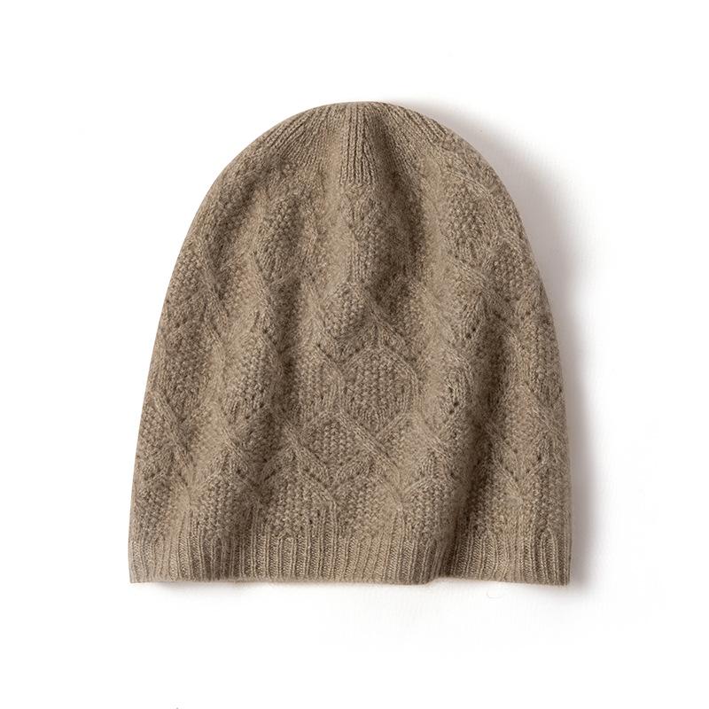 Women s 100% Pure Cashmere Knit Hat - Autumn/Winter, Hollow Jacquard Design, Fashionable & Warm One Size