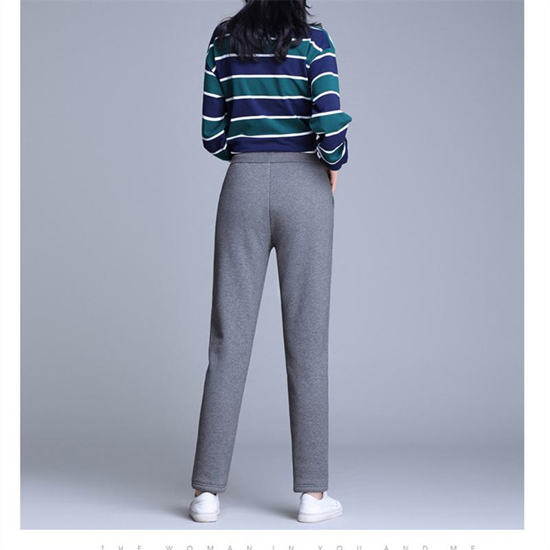 Зимние теплые бархатные спортивные штаны с высокой талией — фото 6