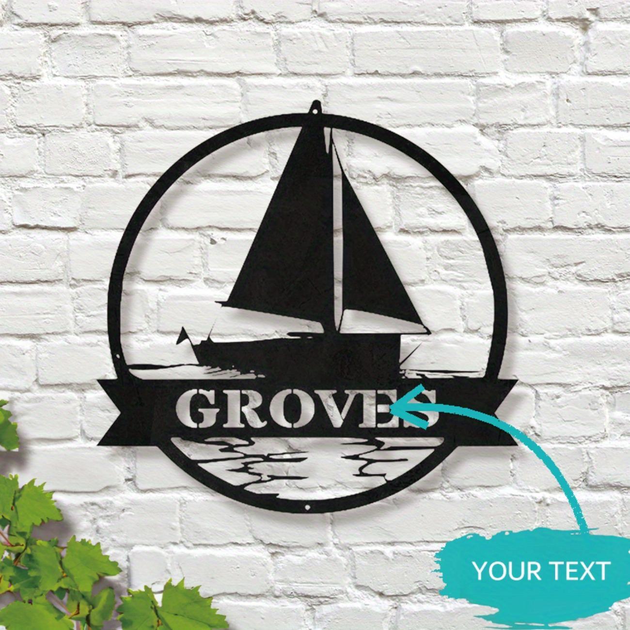 

Custom Metal Tin Sign Nautical Sailboat Personalized Wall Art Home Decor S чёрный