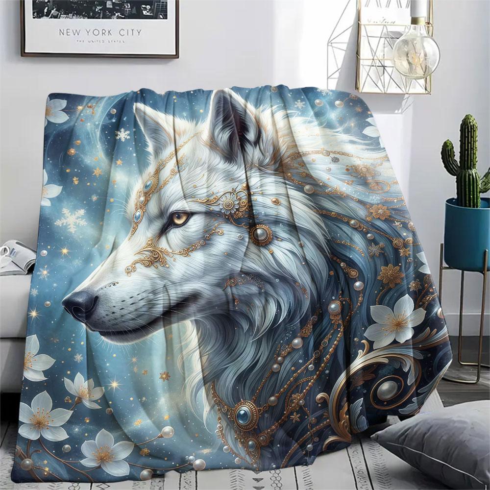 1Pc Mythicalcreatures Print Flannel Blanket, High Quality Comfortable for All Seasons, Home Decor, Warmth and Comfort, Perfect for Christmas Gifts