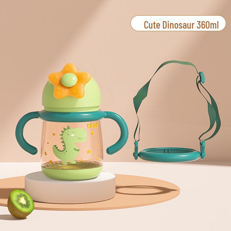 Dual-Purpose Baby Elephant Water and Milk Cup with Straw for 6+ Months