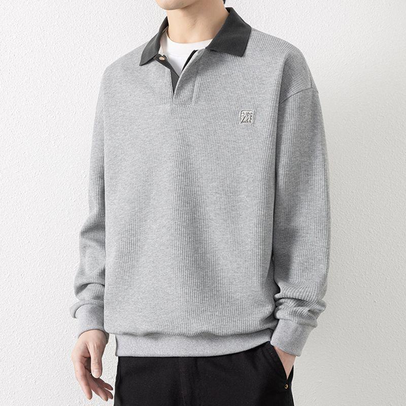 Herren Schwergewicht V-Ausschnitt Langarm Baumwoll-Hoodie Top