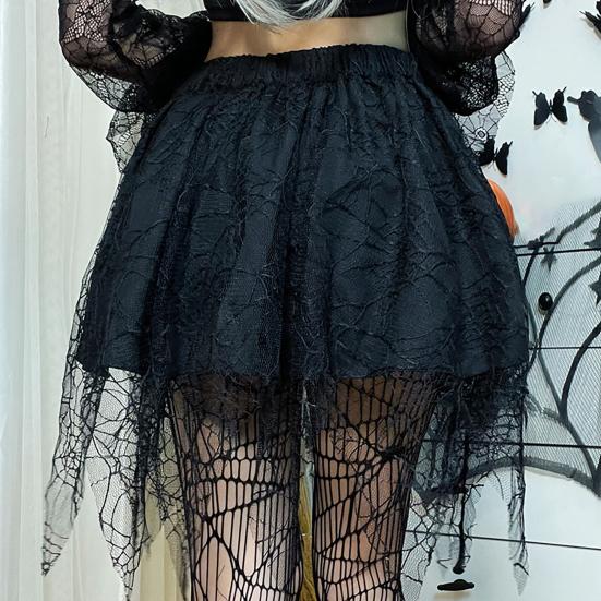 Stylish Punk All-Match Breathable Spider-Web Net Yarn Tassel Mini Skirt Party Garment Summer Skirt