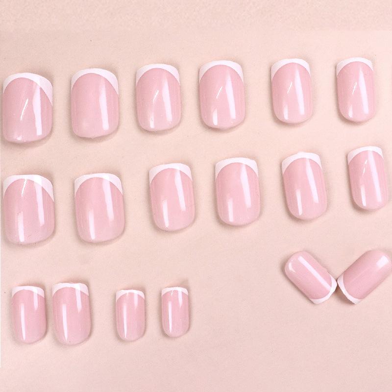 Pink Short Cute Simple False Nails - European & American Style