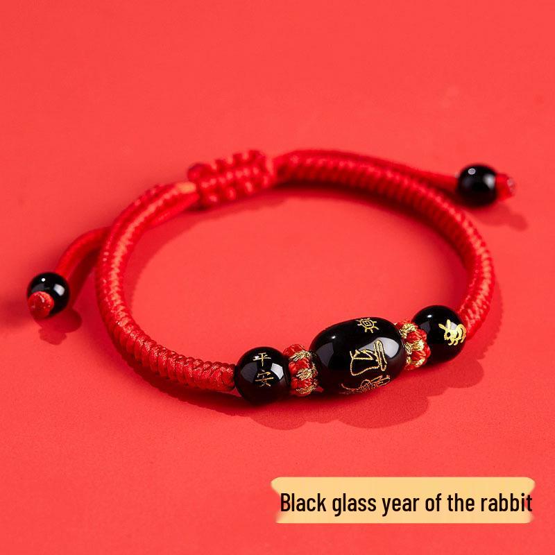 2026 Year of the Horse Zodiac Red Rope Bracelet - Women's/Men's Tai Sui Protective Charm for Horse, Rat, Ox, Rabbit Signs