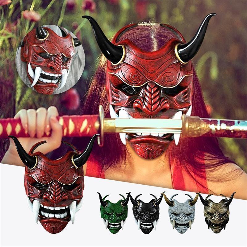 Resin Red Prajnaparamita Mask Cosplay Hannya Drama Noh Mask Halloween Ball Surrounding Ghost Face Cosplay Prop