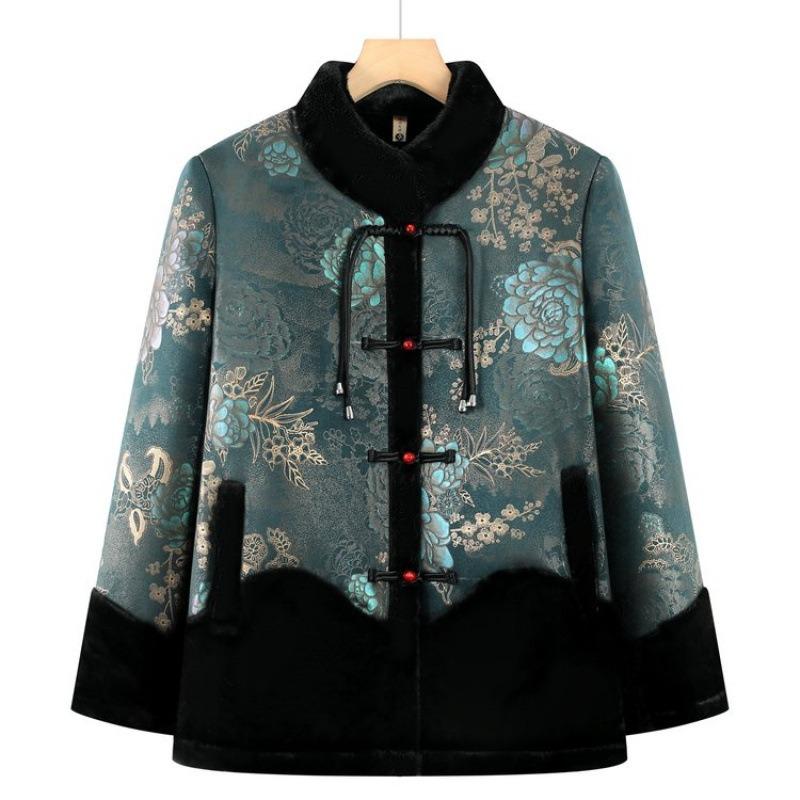 

Women s clothing autumn and winter old lady integrated fleece warm clothes winter clothing fleece thickened coat 6XL [Recommended 160-82.5 kg] павлин голубой