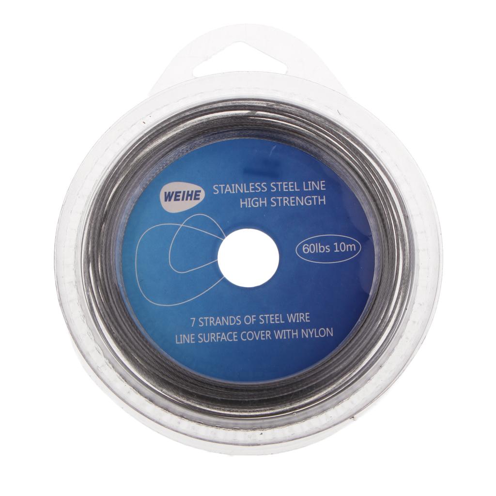 2 Pieces Steel Wire Fishing Line 10m Braided Leader 60LBS
