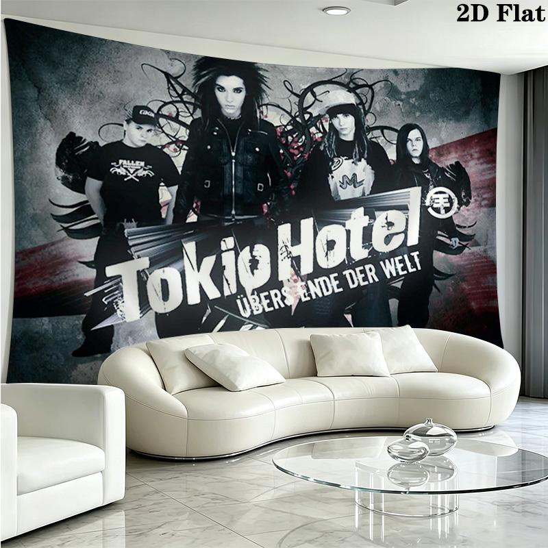 Tokio Hotel Wall Tapestry Aesthetic Wall Hanging Printed Fabric Blanket Decorative Tapestries for Bedroom Living Room Home Decor