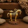 Brass Horse Wealth Keychain Pendant with Five Copper Coins - Creative Car Hanging Ornament