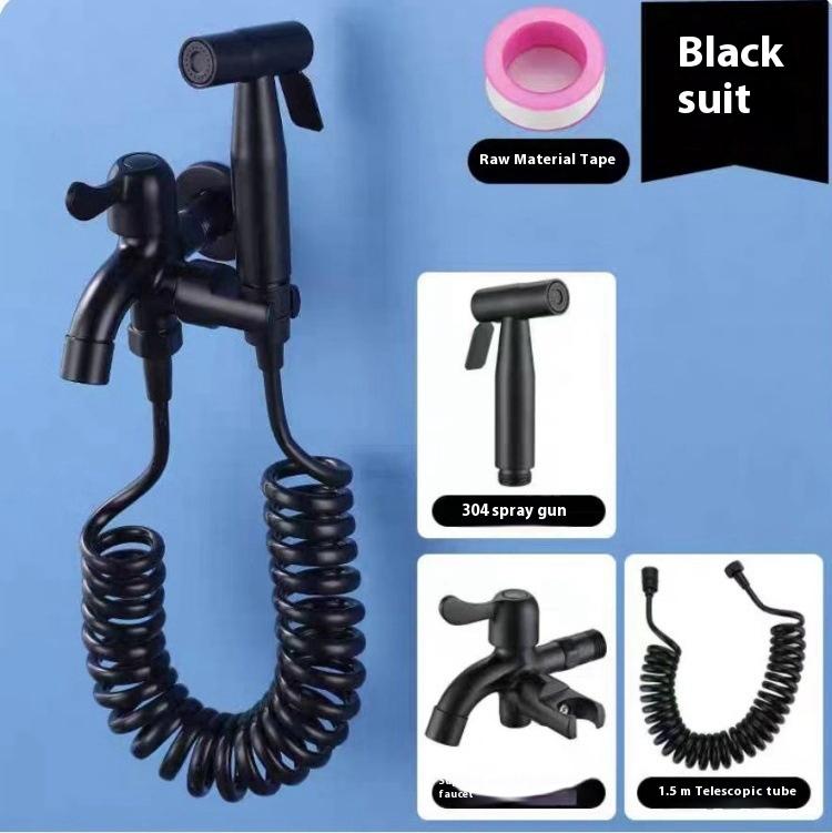 Bathroom Toilet Flush Spray Gun Faucet Women's Washing Device One in Two Out High Pressure Flusher Water Gun Bathroom Facilities