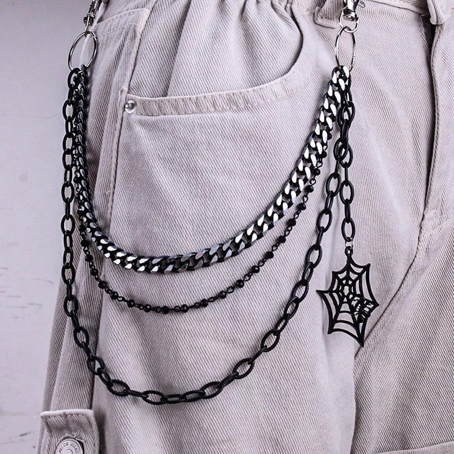 European and American Jewelry Trend Punk Style Personality Three-layer Spider Web Jeans Chain Hundred Decoration