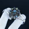 Natural Labradorite Gemstone Handmade Cuff Bangle 925 Sterling Silver Cuff Bangle, Labradorite Flower Shape Bracelet For Wife, Unisex Bangle, Gift
