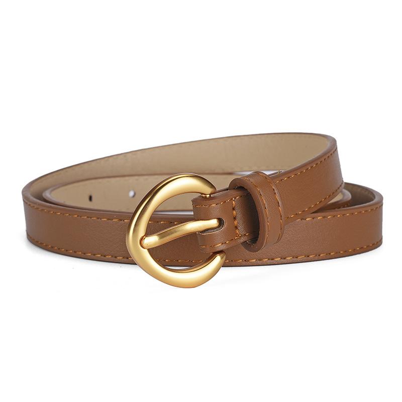 Round Pinhole Thin Belt, Denim Casual Pants, High-End Exterior Decoration Pu Belt