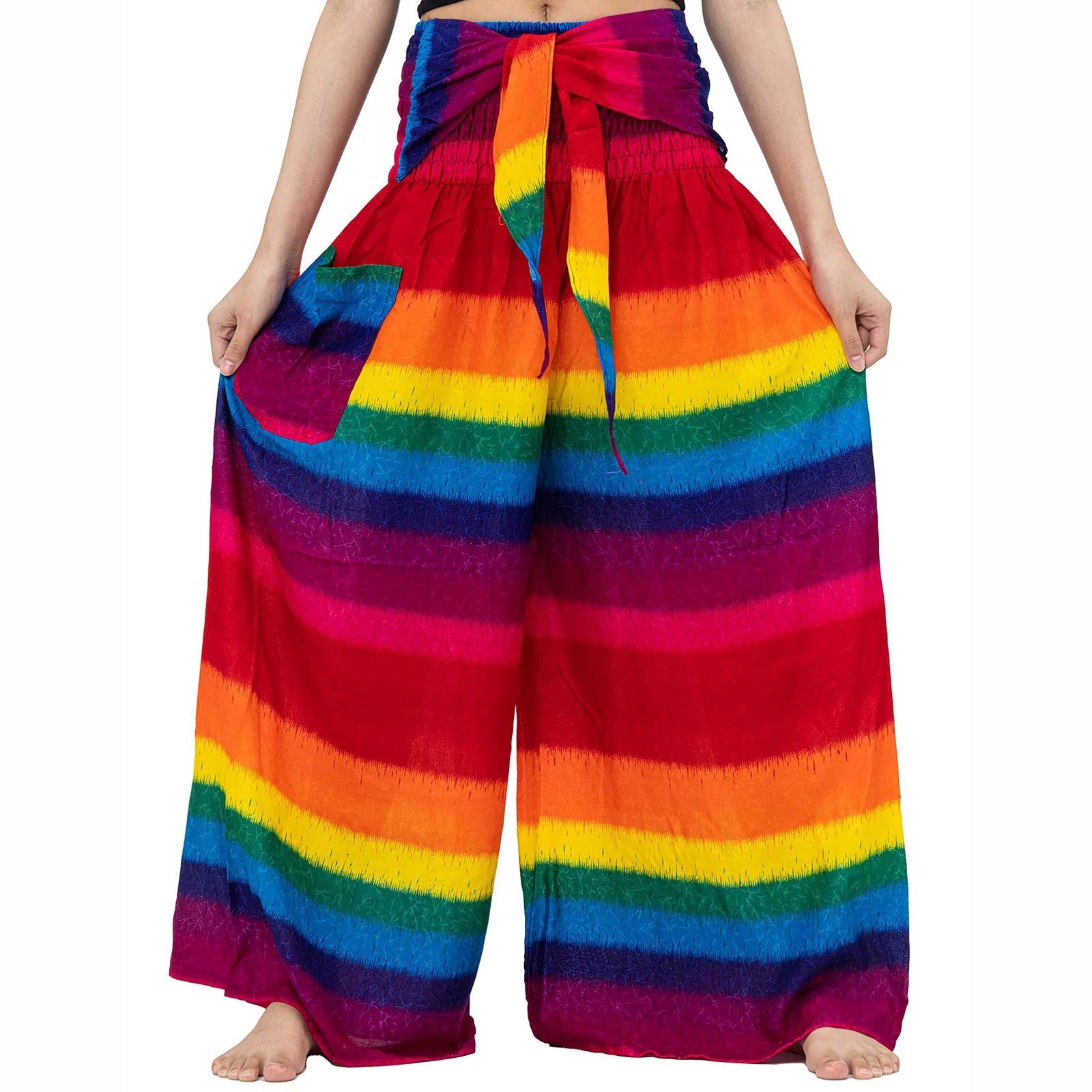 Women s Fashion Casual Strap Loose Ethnic Print Wide Leg Pants L