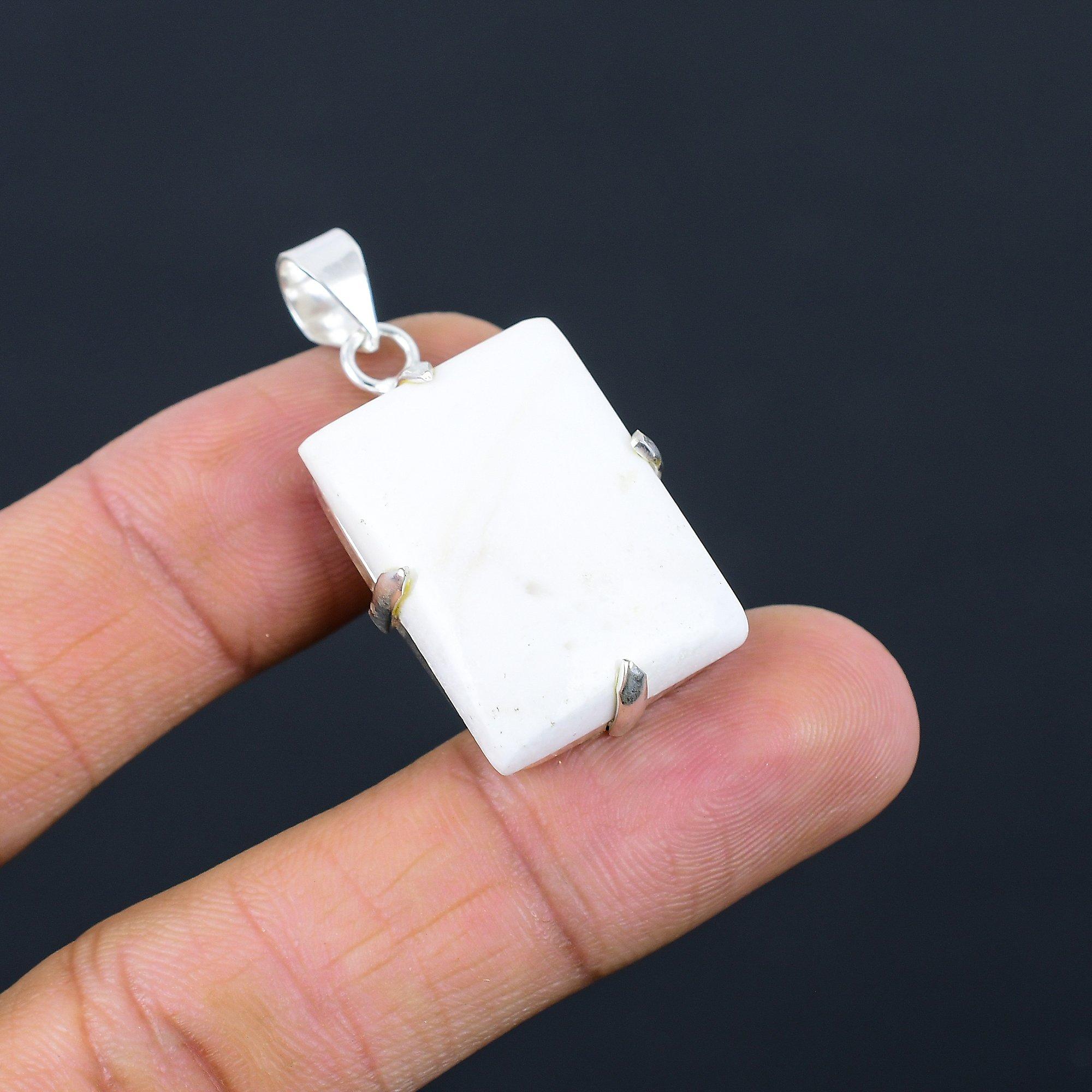 

Rectangle Natural Scolecite Bezel Engagement Unique Handmade Pendant 925 Silver