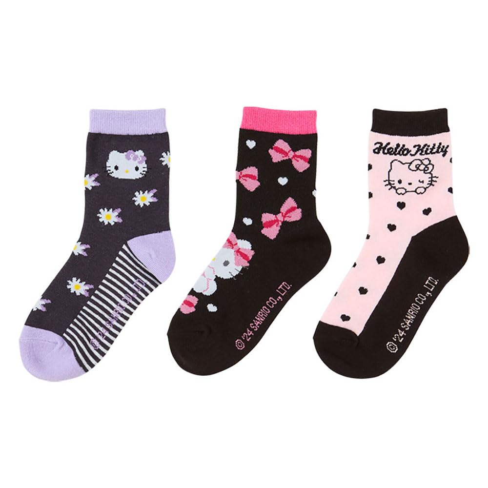 Sanrio Socks Sizes Hello Kitty 455288 Kids' (3-Pair Set), 16-18cm, Character,