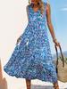 2026 European & American Summer Resort Sleeveless V-Neck Tassel Abstract Print Dress for Women