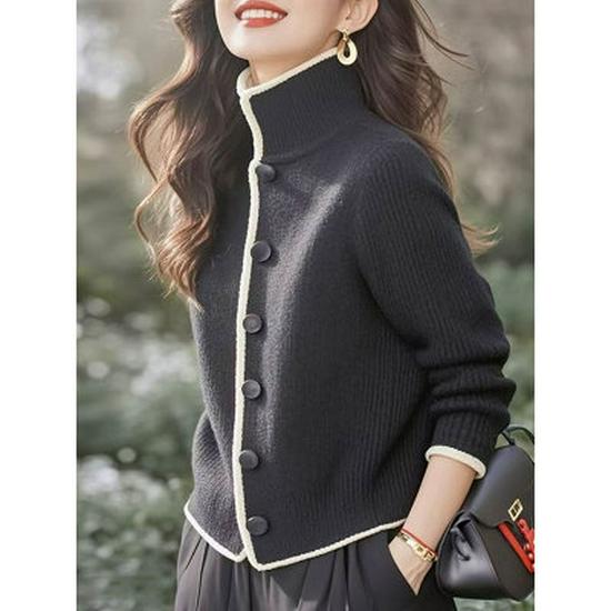 

Шикарний 2025 Весняний Жіночий Модний Трикотаж з Високою Горловиною Large чорний