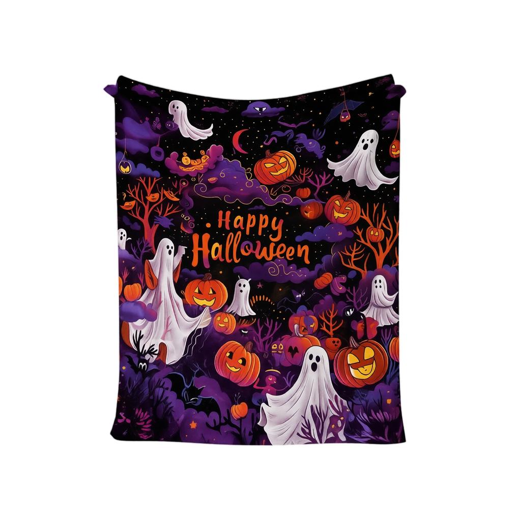 Flanelowy koc na Halloween - 70 cm Kreatywny wzór Przytulna dekoracja sofy