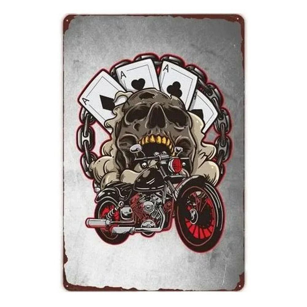 Segni Metallici Vintage Pin Up di Motociclette per Decorazione Man Cave Bar Garage