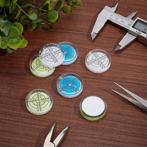 Phyxiul Mini Level, Set of 2, Small Round Level with Graduation, Incline, Measuring Tool, Mountable, Transparent, High Accuracy, for Level Calibration