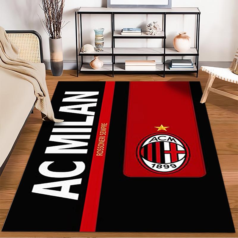 Tappeto con logo AC Milan Tappeto antiscivolo adatto per divani in soggiorno e camera da letto.
