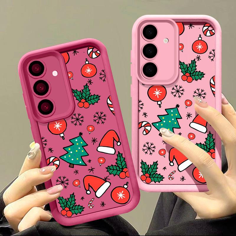 Silikonový kryt se vzorem vánočního stromečku pro Samsung S25 S24 FE S23 S22 S21 Ultra A54 A34 A55 A35 A14, nárazuvzdorný