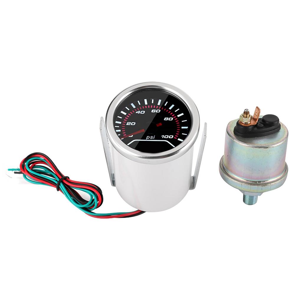 52mm   2in Universal Car Oil Pressure Guage System Tester 0‑100PSI Digital Meter 12V White Light