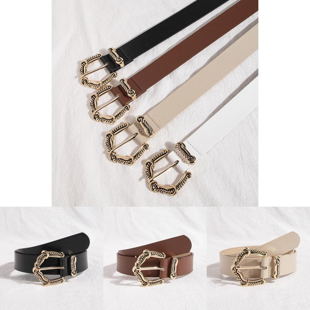 Womens Chic Faux Leather Belt With Alloy Buckle For Elegant Office Fashion