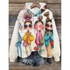 Womens Oversized Hooded Sweatshirt With Cartoon Animal Print Casual Streetwear Top Fall 2025
