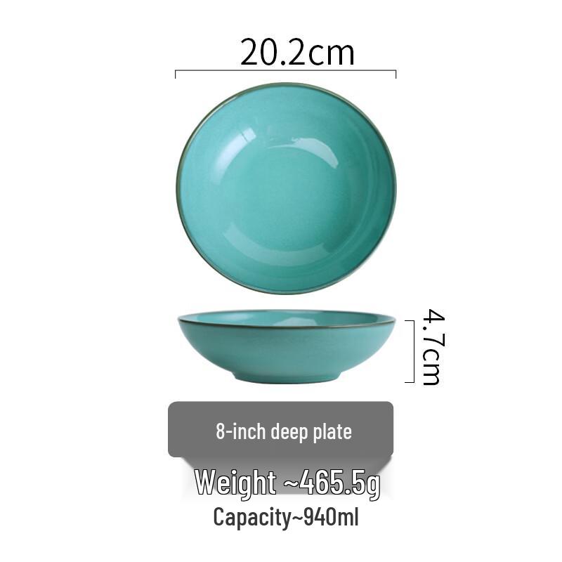

Retro Green Glazed Ceramic Deep Plate