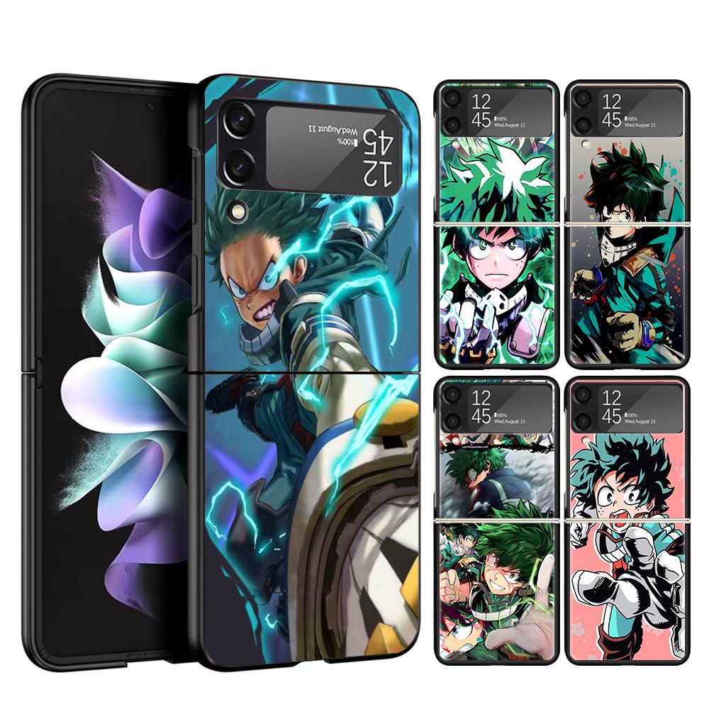 My Hero Izuku Deku Cover Phone Case For Samsung Galaxy Z Flip 7 6 5 4 3 5G Flip7 Flip6 Flip5 Flip4 Flip3 Black Fundas Shell Gala