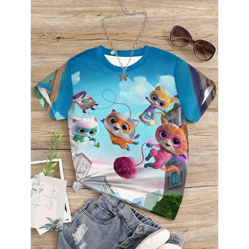 

Новая игра SUPER KITTIES 3D-принт Детская одежда от 5 до 14 лет Мужская одежда для улицы для детей Мальчик Девочка Детская футболка Топ Футболки 160