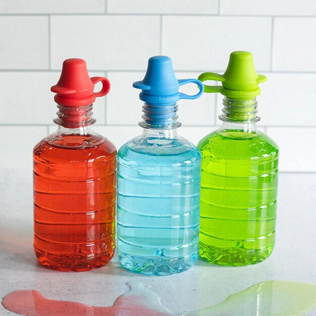 4PCS No Spill Water Bottle Caps, Silicone Universal Bottle Spout Adapter Water Bottle Topper for Toddlers Baby Adults Children