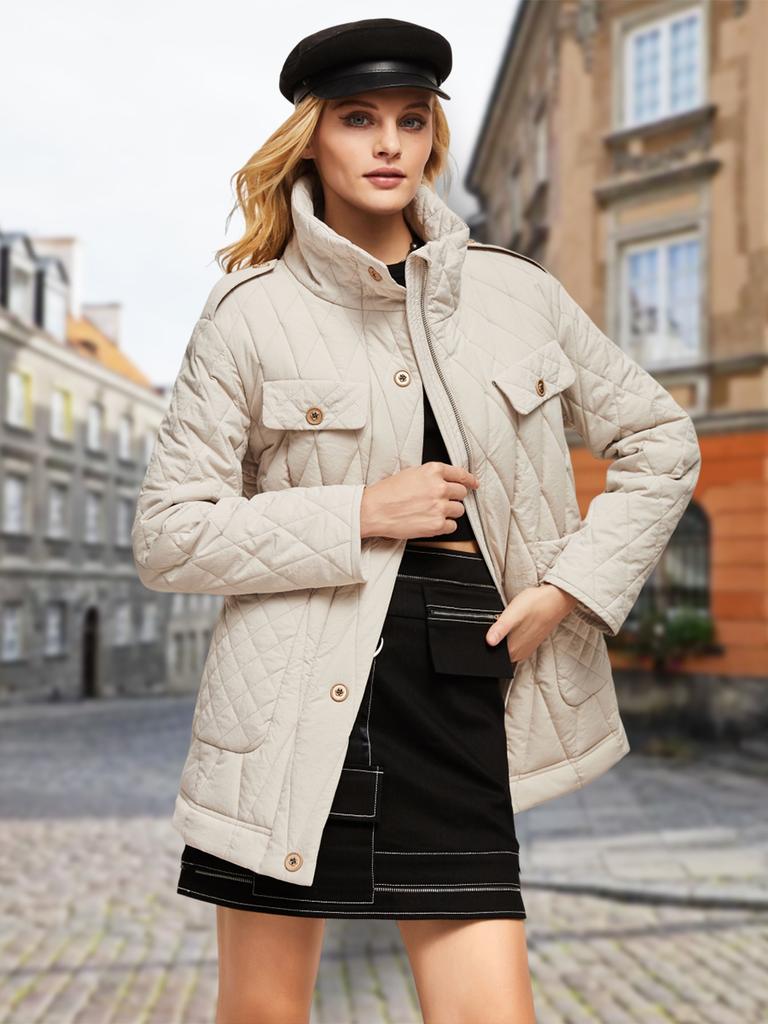 Herbst Winter Mittleren Alters Damenmode Kurzen Stil Stehkragen Baumwolle gefütterte Jacke