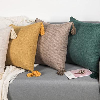 Boho kussenhoes met kwastjes, landelijke sierkussenhoes met verborgen rits voor woonkamer, bank, fauteuil, slaapkamer