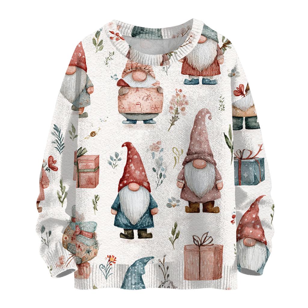 Women's Casual Long Sleeve Woolen Christmas Sweatshirt Fall  Vacation Long Sleeve Pullover