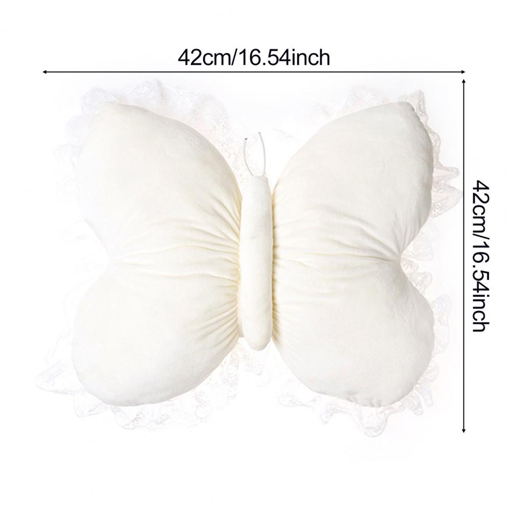 Butterfly Throw Pillow Cuddly Butterfly Pillow with Lace Ruffle Decorative Sofa Couch Pillow for Home Living Room Bedroom Decor