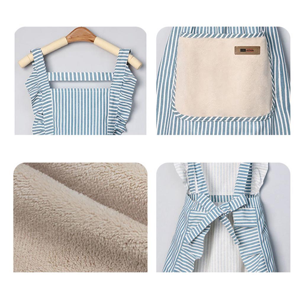 Lace Apron Cotton Linen Blend Elastic Bands Kitchen Cooking Baking Accessory