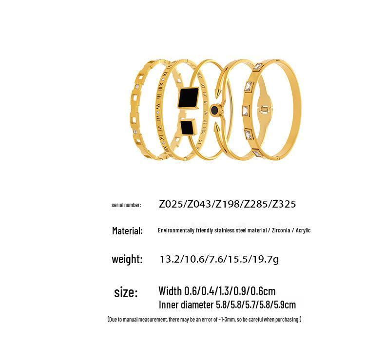 18K Gold-Plated Geometric Zirconia Stainless Steel Bracelet - Versatile, Elegant, Light Luxury Design