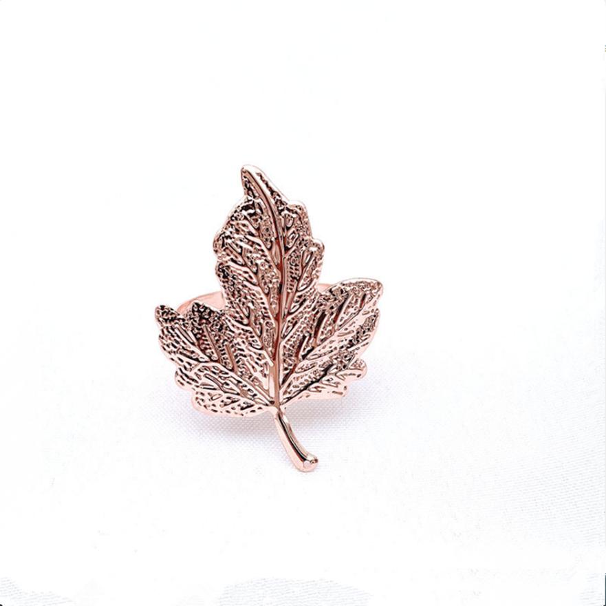 

6pcs/lot Golden Maple Leaf Napkin Ring Metal Napkin Button Wedding Holiday Table Creative Decoration Napkin Ring розового золота